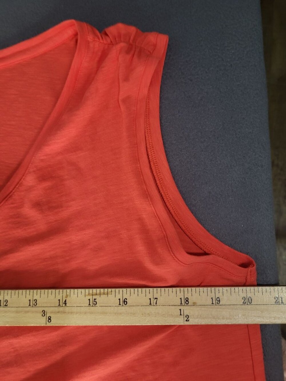 Rachel Roy V Neck Tank Top Coral Orange Casual Summer SZ XL Gathered Shoulder - Picture 5 of 7